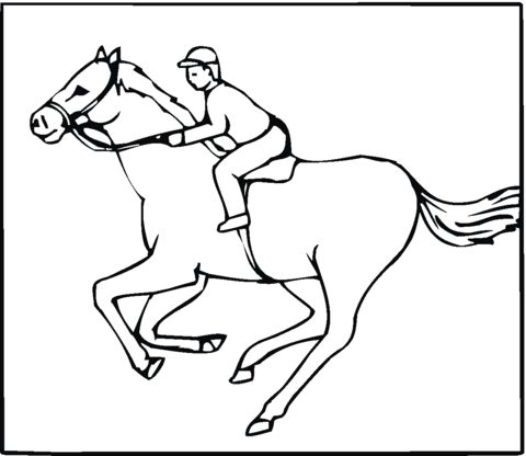 Jockey On A Galloping Horse Coloring Page